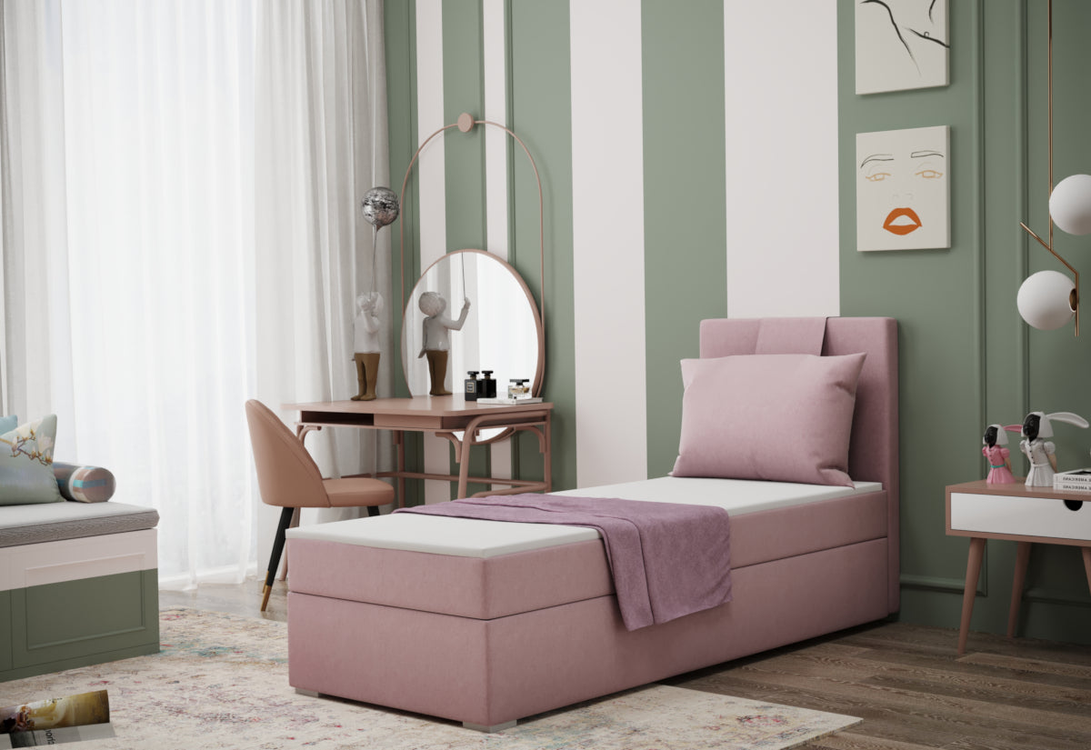 Čalúnená posteľ boxspring MIRANDA + topper, 90x200, soro 61, ľavá -  - 0