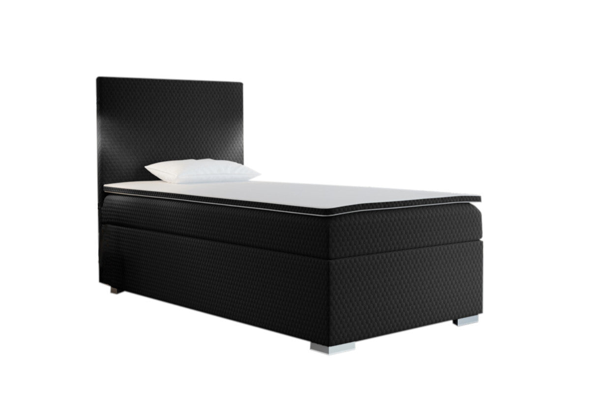 Čalúnená posteľ boxspring RENATA + topper, 100x200, sawana pik honey 14, ľavá -  - 0