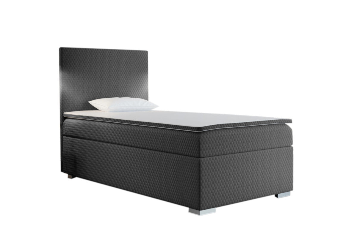 Čalúnená posteľ boxspring RENATA + topper, 90x200, sawana pik honey 05, pravá -  - 0