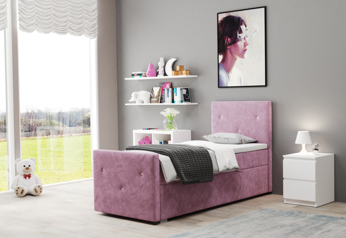 Čalúnená posteľ boxspring COLITA + topper, 90x200, riviera 62, ľavá -  - 0