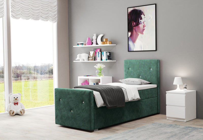 Čalúnená posteľ boxspring COLITA + topper, 100x200, riviera 87, ľavá -  - 0