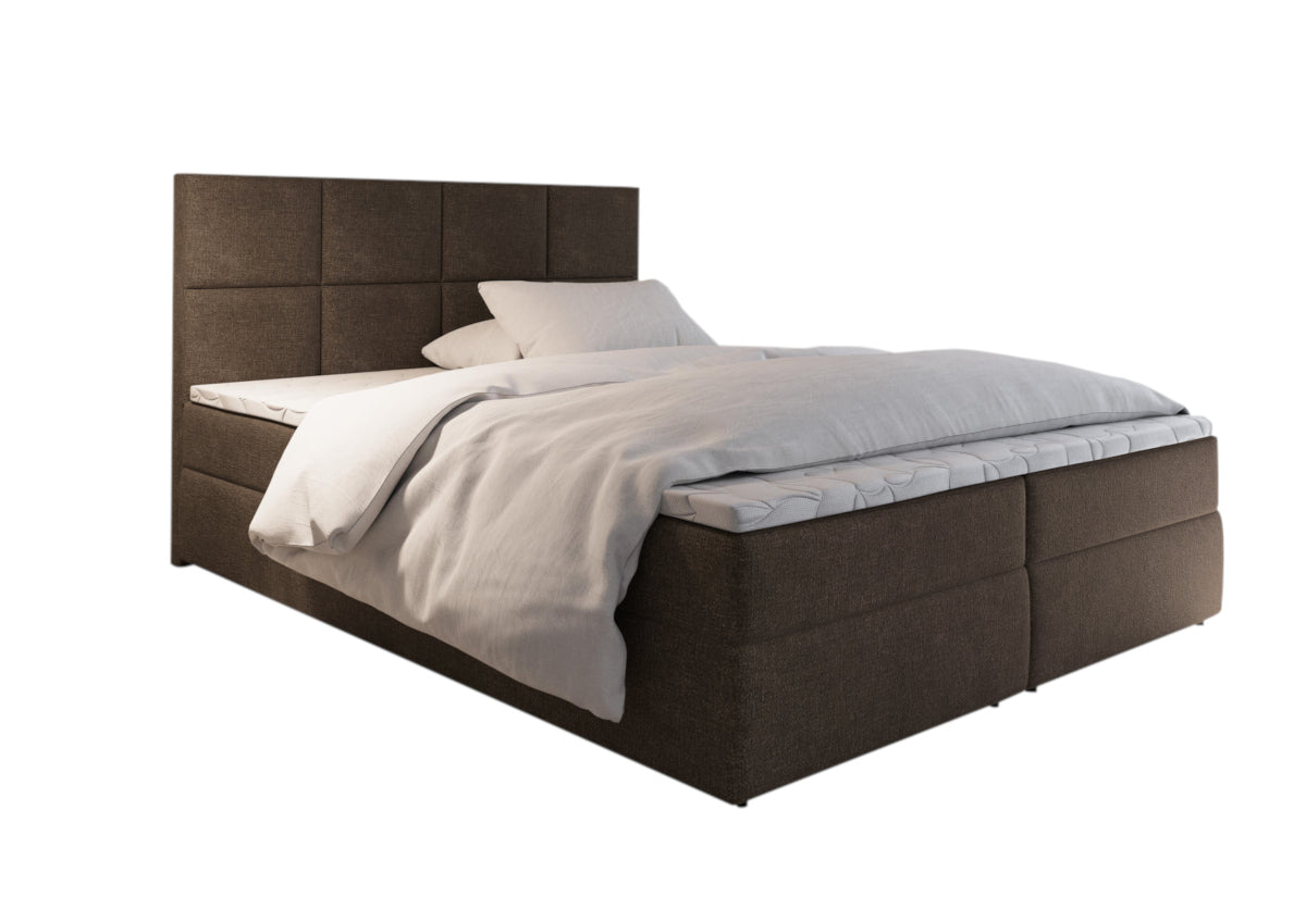 Čalúnená posteľ boxspring LENY, 160x200, sawana 25 + topper -  - 0