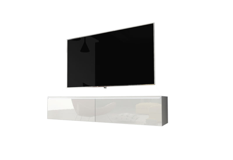 TV stolík MENDES D 140, 140x30x32, biela/biela lesk + LED -  - 0