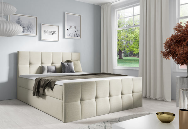 Čalúnená posteľ boxspring GOJA + topper, 120x200, fancy 06 -  - 0