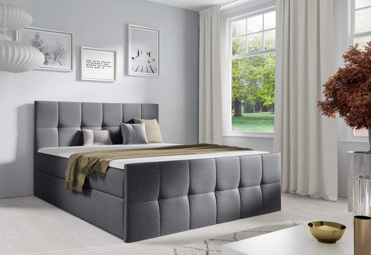 Čalúnená posteľ boxspring GOJA + topper, 140x200, fancy 97 -  - 0