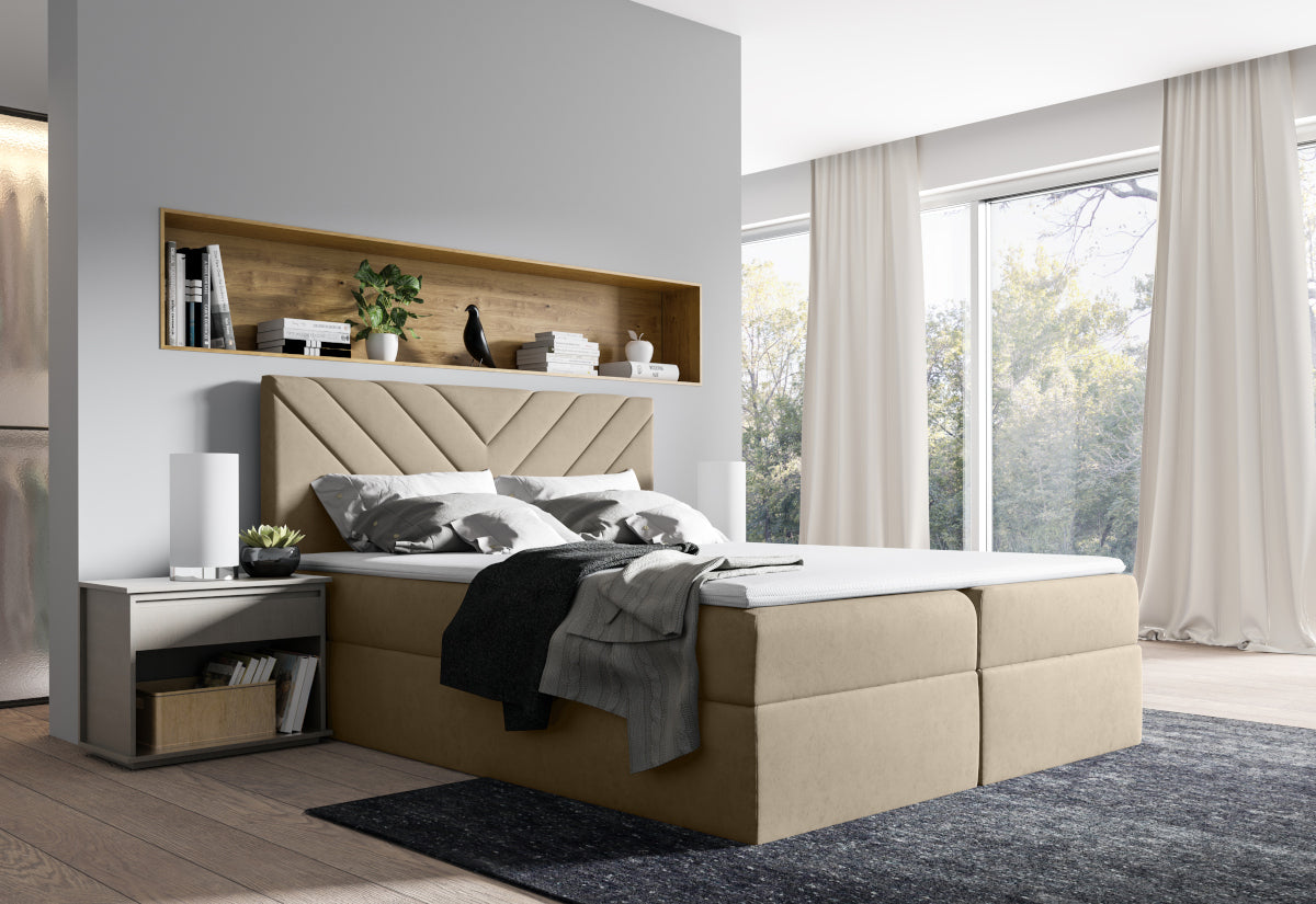 Čalúnená posteľ boxspring NUMBER 6 + topper, 120x200, casablanca 2303 -  - 0