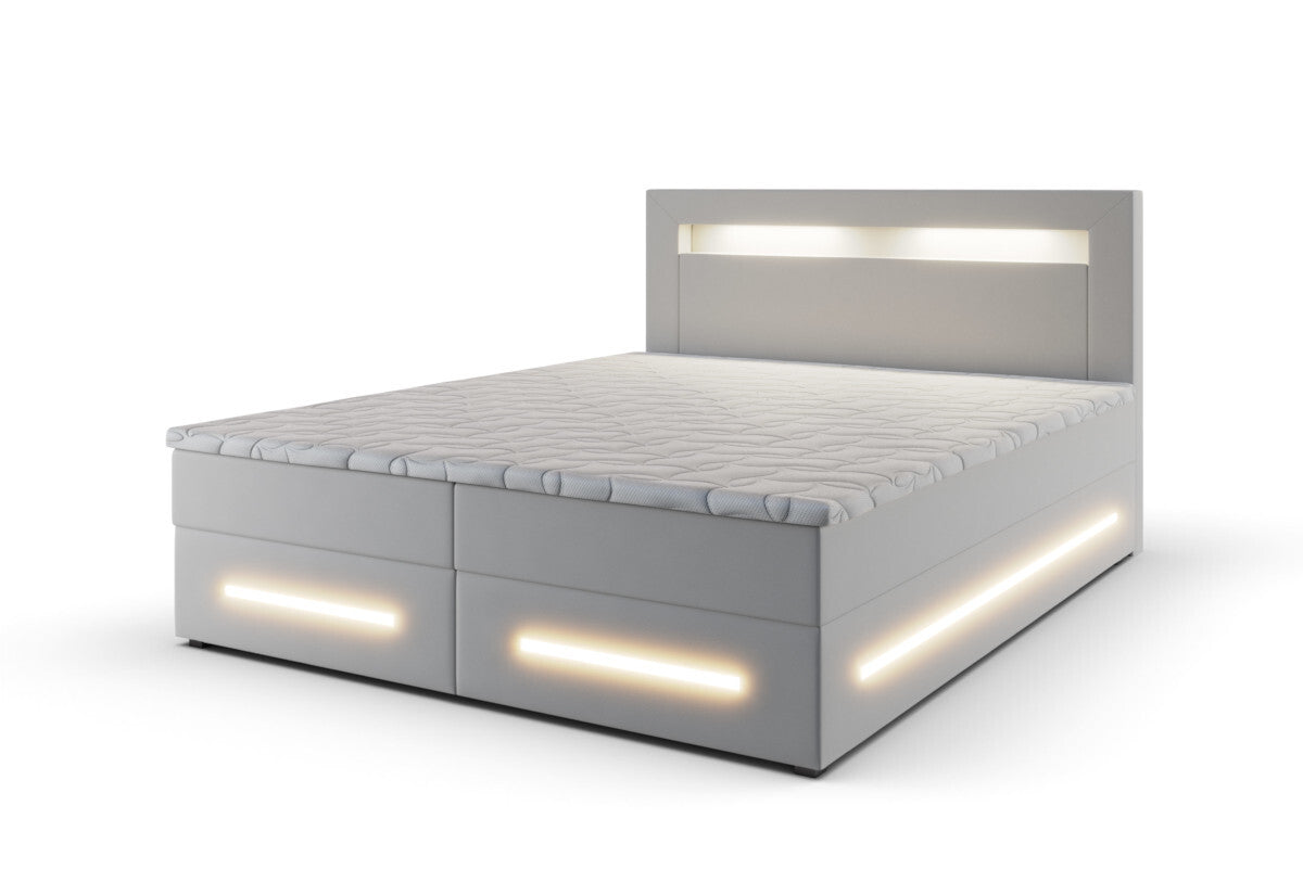 Čalúnená posteľ boxspring MINOR + topper, 140x200, soft 17 -  - 0