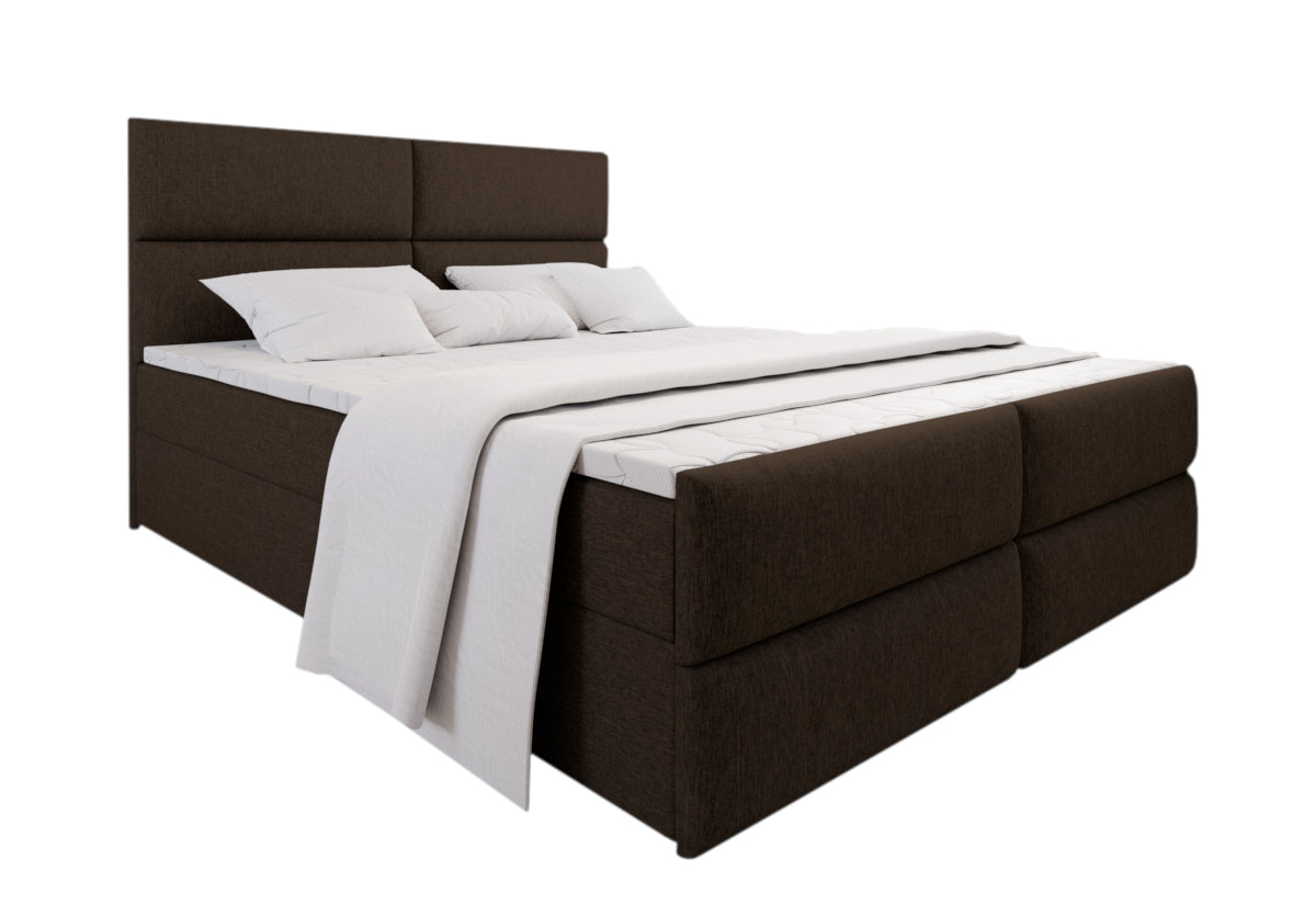 Čalúnená posteľ boxspring MILON + topper, 180x200, sawana 26 -  - 0