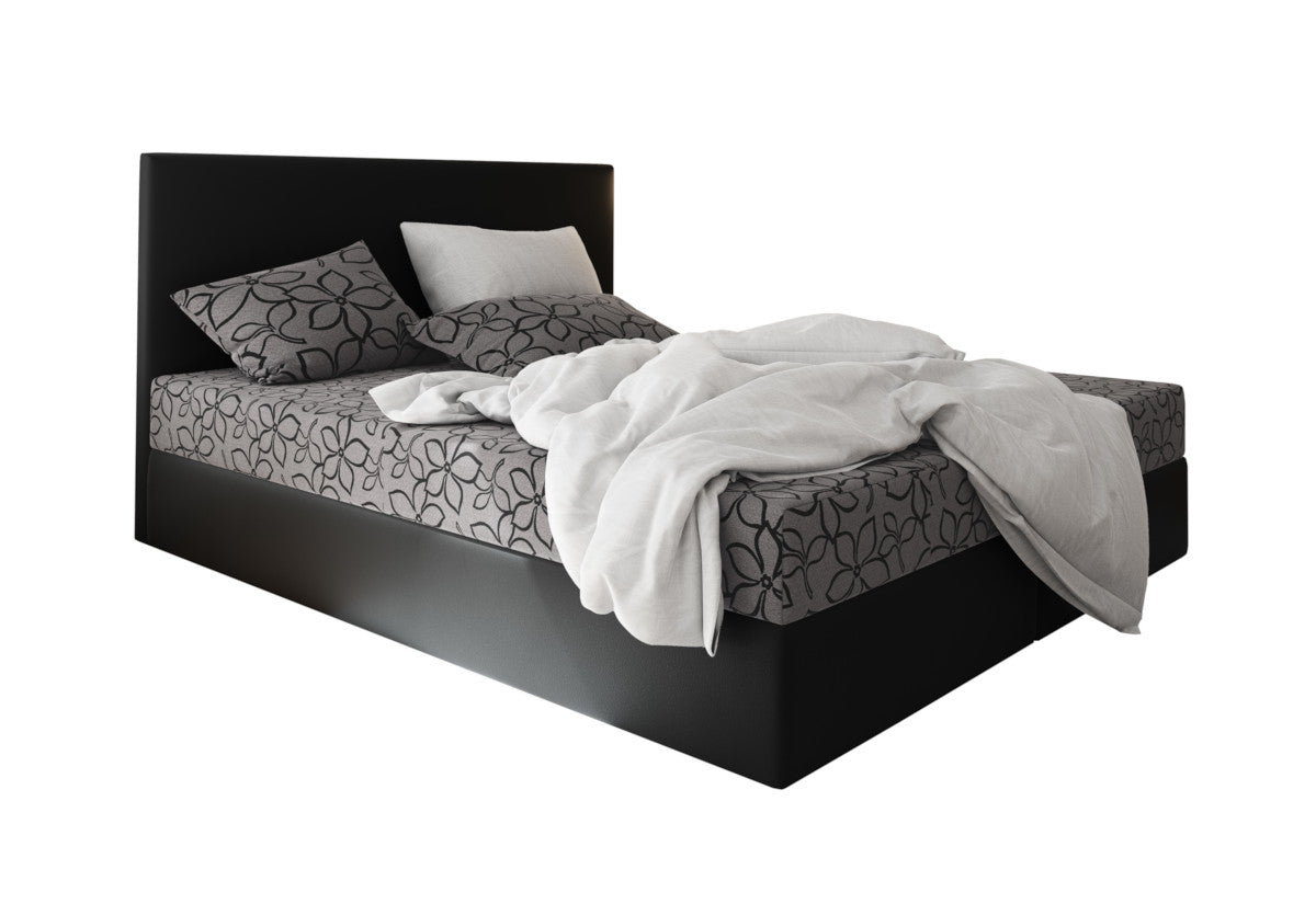 Čalúnená posteľ boxspring ELONA, 140x200, flowes 83/sioux čierna -  - 0