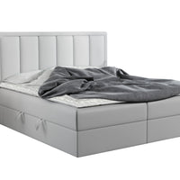 Čalúnená posteľ boxspring FRANIA, 140x200, biela ekokoža -  - 0