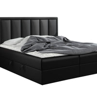 Čalúnená posteľ boxspring FRANIA, 140x200, čierna ekokoža -  - 0