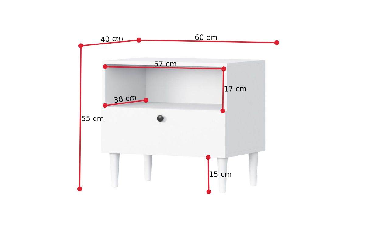 Nočný stolík DEMONA - ROZMEROVKA - 1